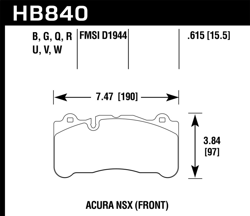 Acura NSX Brake Pads - Front - Hawk Performance - DTC-60 - 2017 Acura NSX Brake Pads - Front - Hawk Performance - DTC-60 - 2017